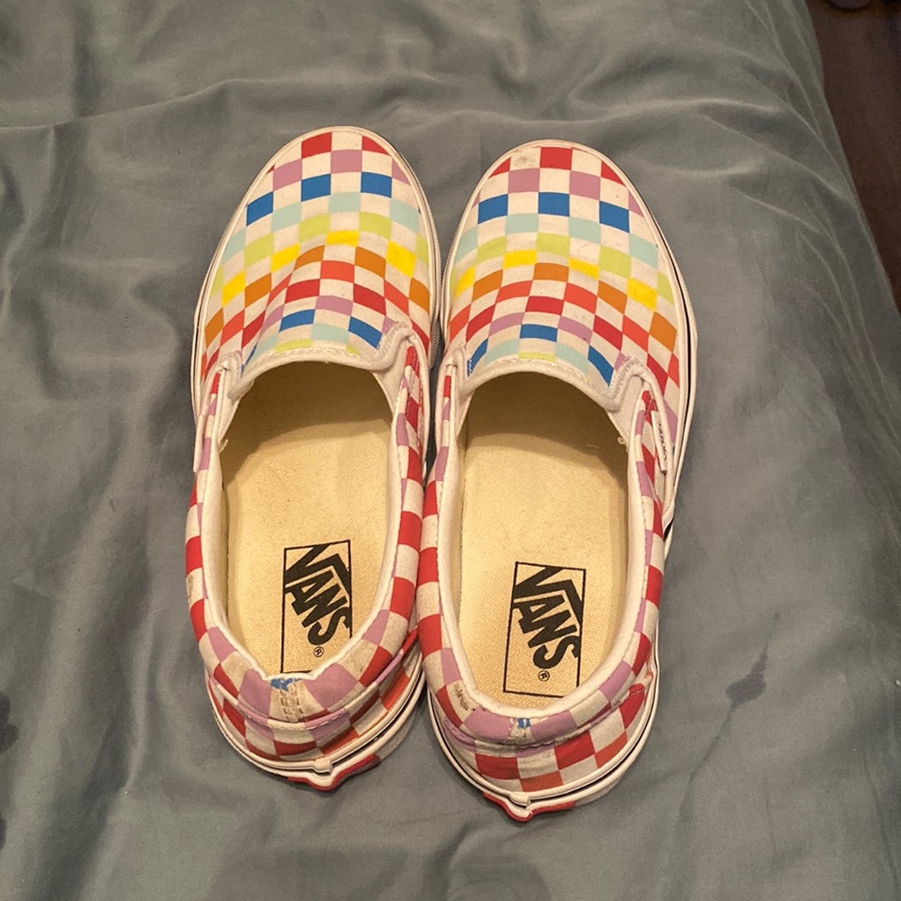 Rainbow checkered Vans size 8.5